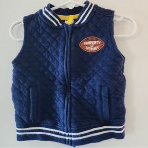 Carters Toddler Navy Blue Quilted Varsity Vest Property of‎ Mommy Football 18M